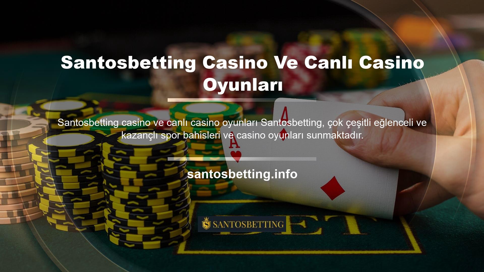 Santosbetting sitesi casino ve canlı casino altyapı ortakları ile oldukça sağlam bir altyapıya sahiptir